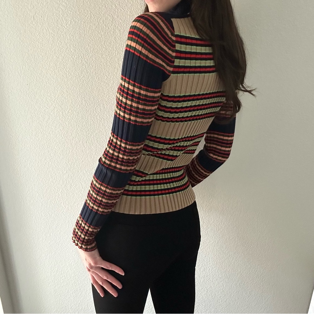 Tory Burch Striped Mock Neck Sweater